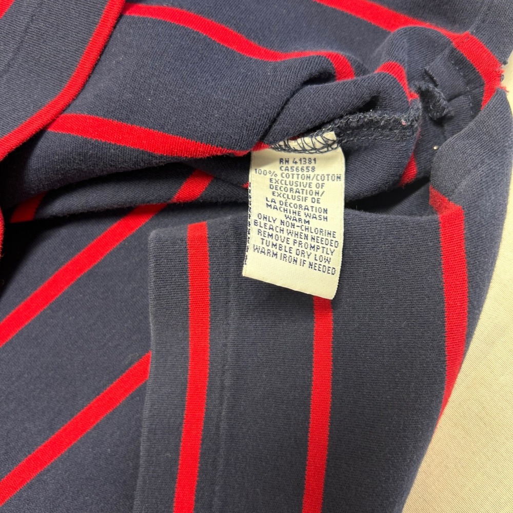 Polo Ralph Lauren Mens XL Long Sleeve Striped Polo Shirt Navy Blue Red - Picture 5 of 8